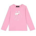 Girls Pink Choupette Long Sleeve Top, 1, hi-res