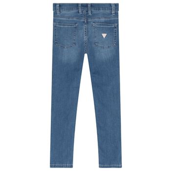 Girls Blue Logo Denim Jeans