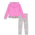 Girls Pink & Grey Logo Tracksuit, 1, hi-res