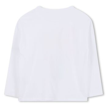 Girls White Embellished Long Sleeve Top