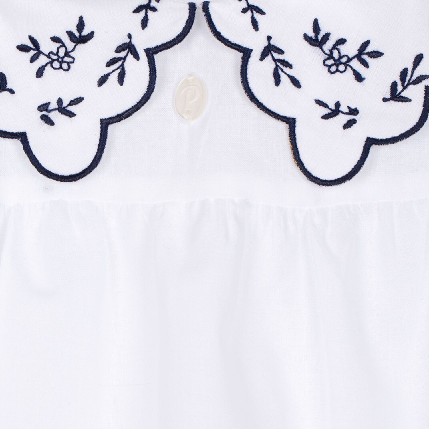 Baby Girls White Floral Scalloped Dress, 1, hi-res