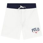 Boys White Logo Shorts, 1, hi-res