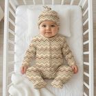 Beige & Brown Zig Zag Babygrow Set, 2, hi-res