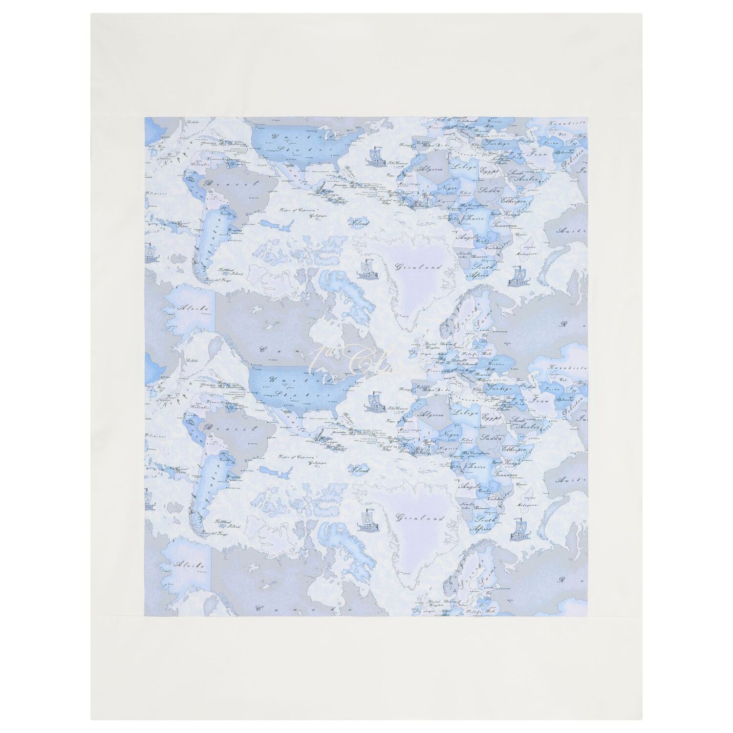 طقم هدايا للأولاد الصغار بنمط خريطة جغرافية باللونين العاجي والأزرق, 1, hi-res