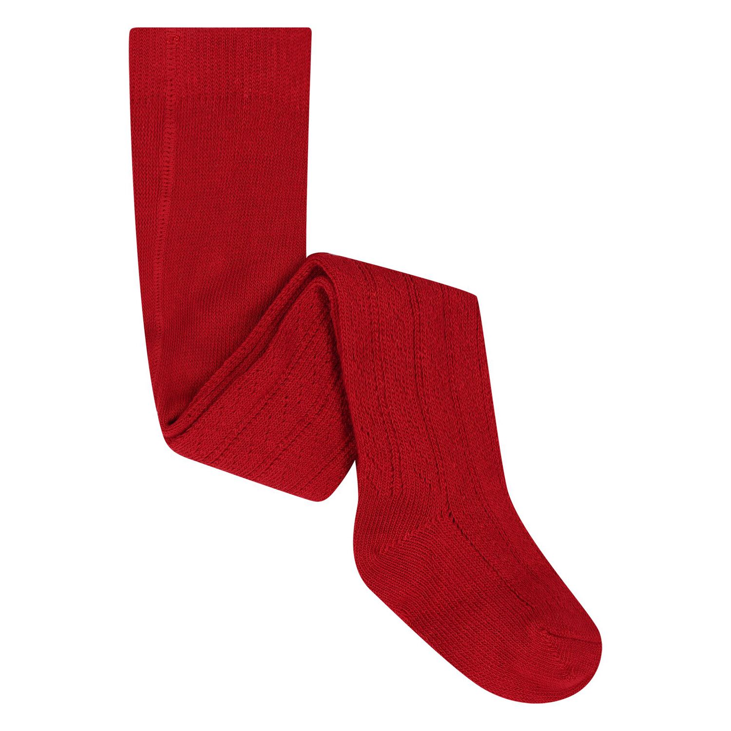 Younger Girls Red Knitted Tights, 2, hi-res