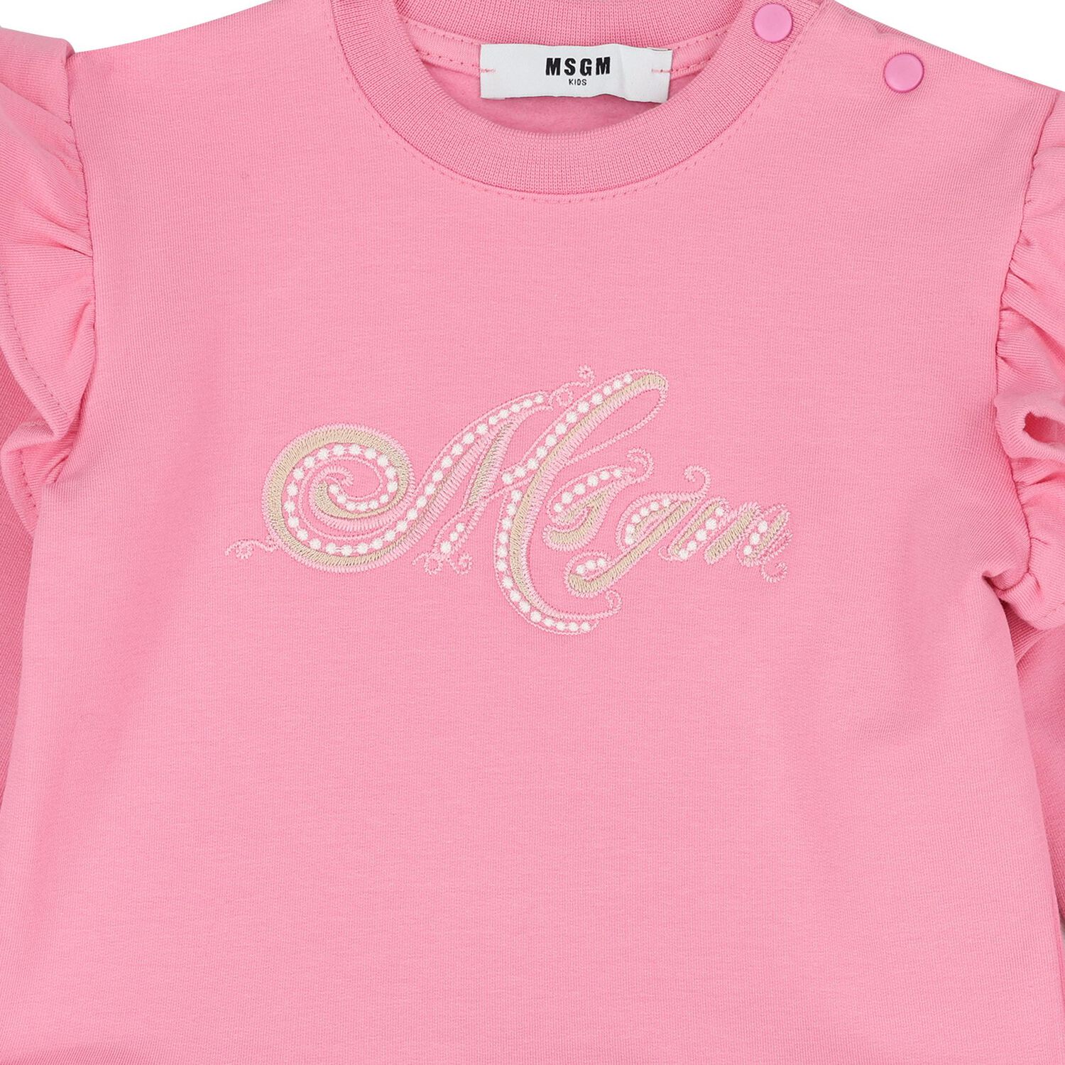 Younger Girls Pink Logo Ruffled Dress, 1, hi-res image number null