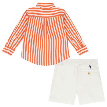 Baby Boys Orange & White Shorts Set
