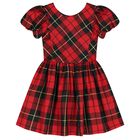 Girls Red & Black Tartan Taffeta Dress, 1, hi-res