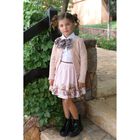 طقم بنات تنورة بشعار تيدي باللون الأبيض والوردى , 1, hi-res