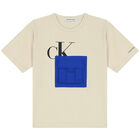 Boys Beige Logo T-Shirt, 1, hi-res