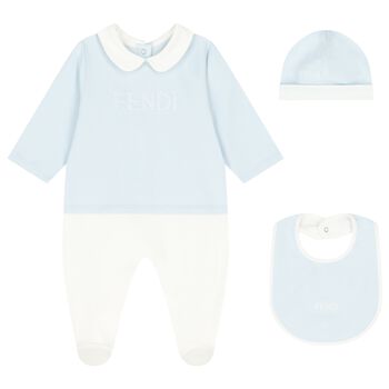 Baby Boys Blue & White Babygrow Gift Set