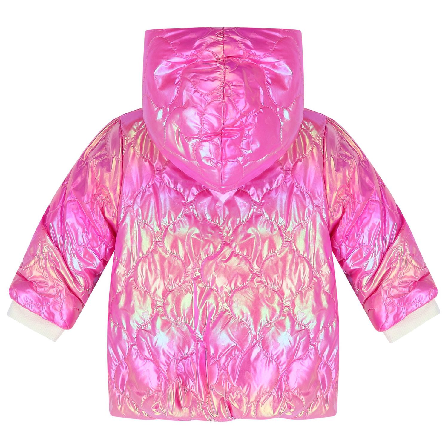 Younger Girls Pink Hearts Quilted Jacket, 1, hi-res