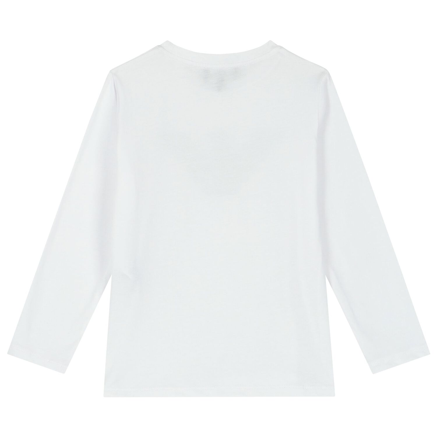 Boys White Logo Long Sleeve Top , 2, hi-res