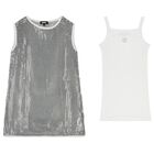 طقم فستان بنات باللون الذهبي والأبيض, 1, hi-res