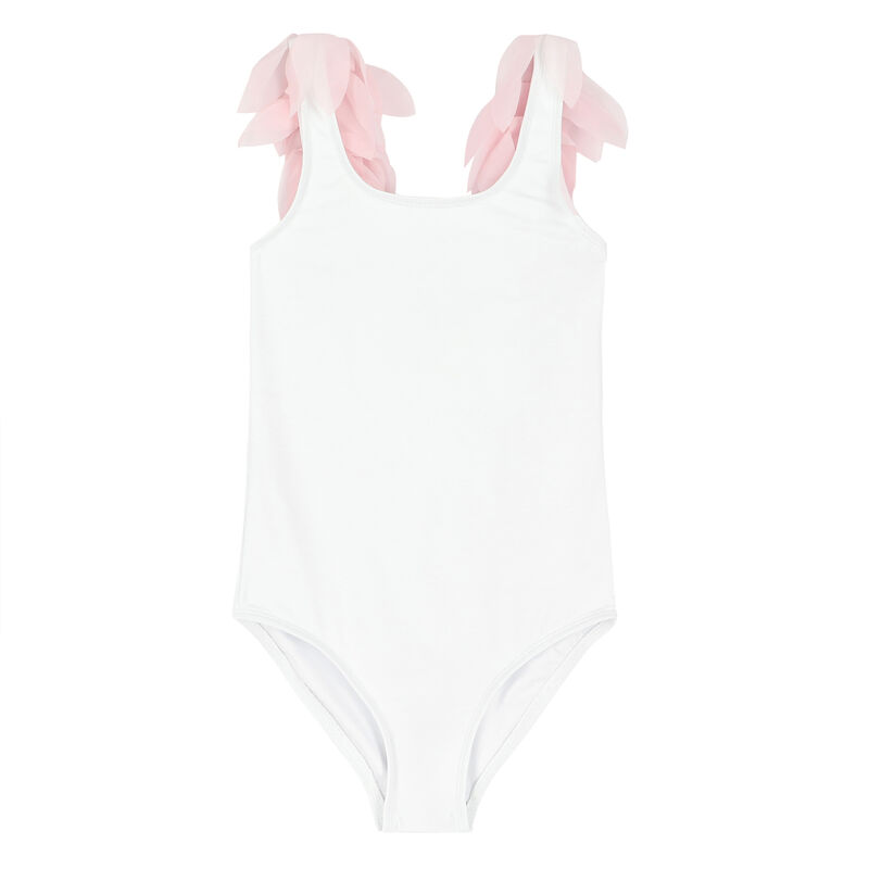 Girls White & Pink Petal Swimsuit, 1, hi-res image number null