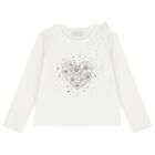 Girls White Embellished Floral Long Sleeve Top, 1, hi-res