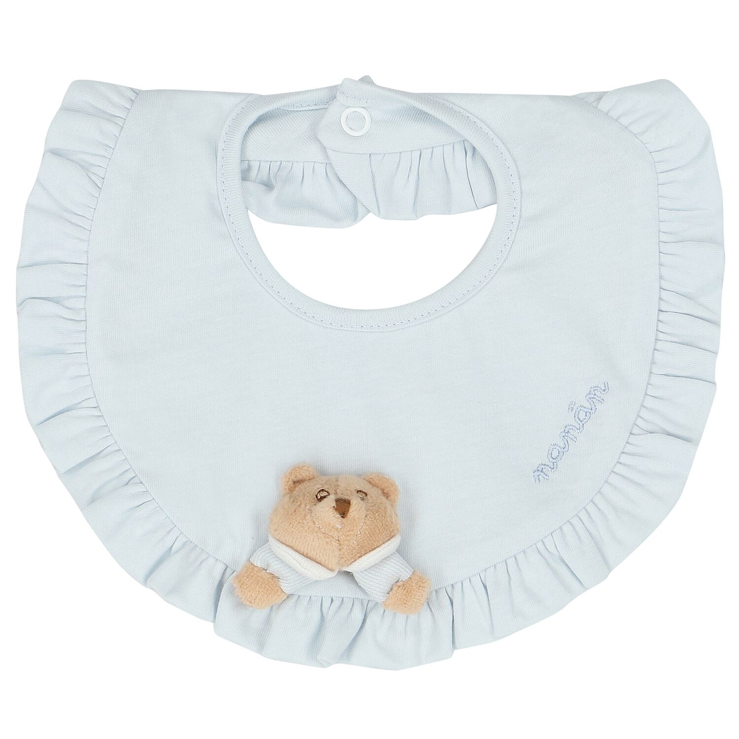 Baby Boys Blue Teddy Bear Bib, 1, hi-res