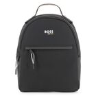 Black Faux Leather Backpack, 1, hi-res