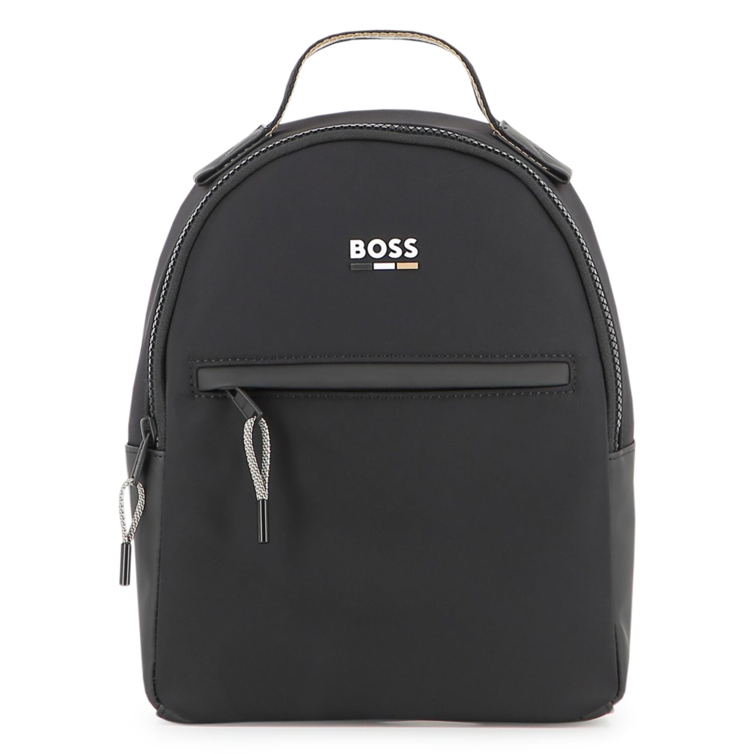 Black Faux Leather Backpack, 1, hi-res