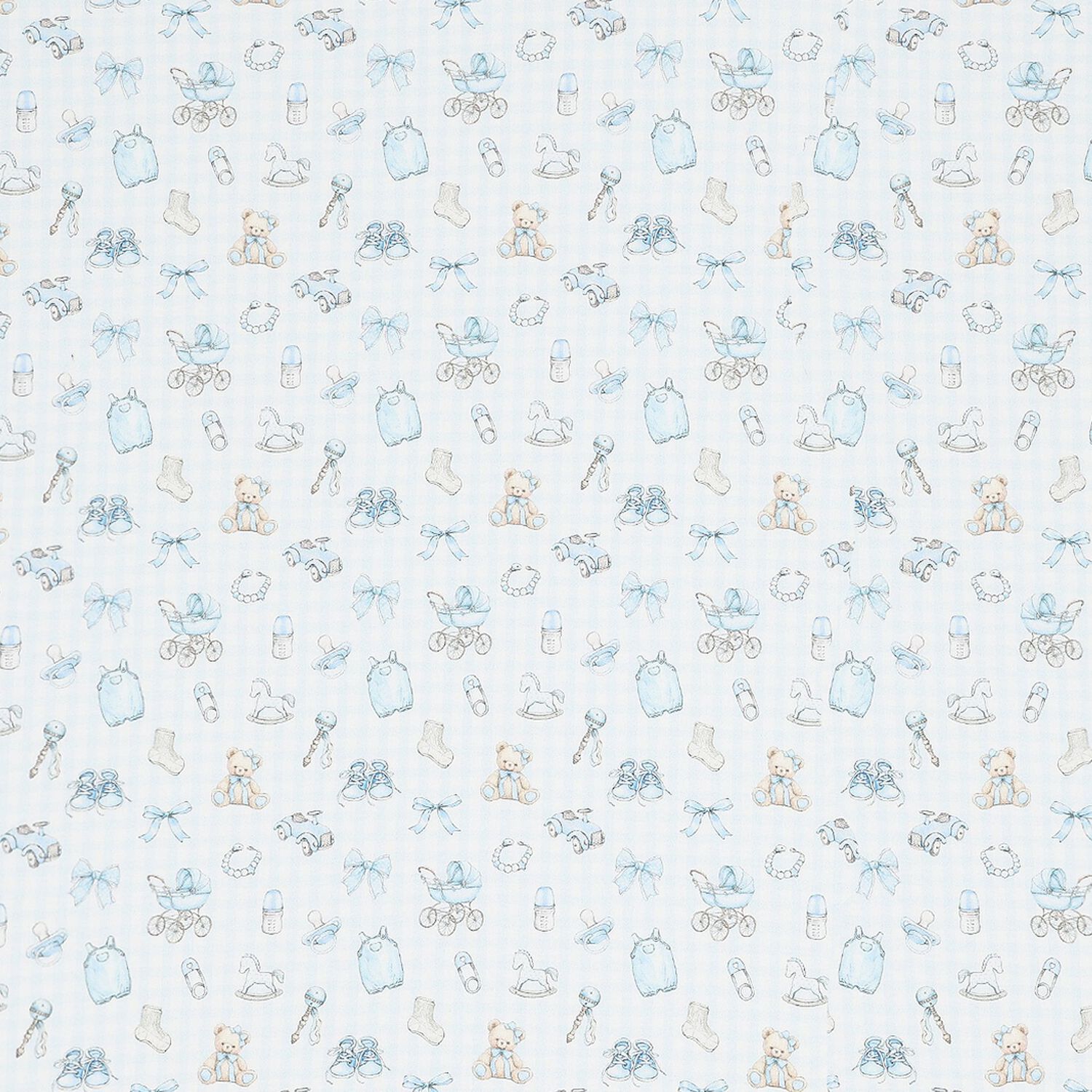 Blue Nursery Print Baby Blanket, 1, hi-res