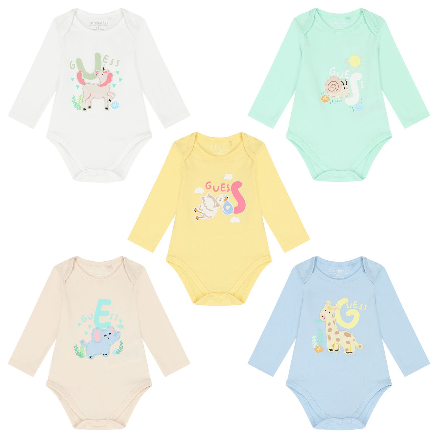 Multi-Coloured Logo Bodysuit( 5-Pack ), 1, hi-res