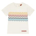 Younger Boys Ivory Zig Zag Logo T-Shirt, 1, hi-res