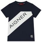 Boys Navy Blue Logo T-Shirt, 1, hi-res