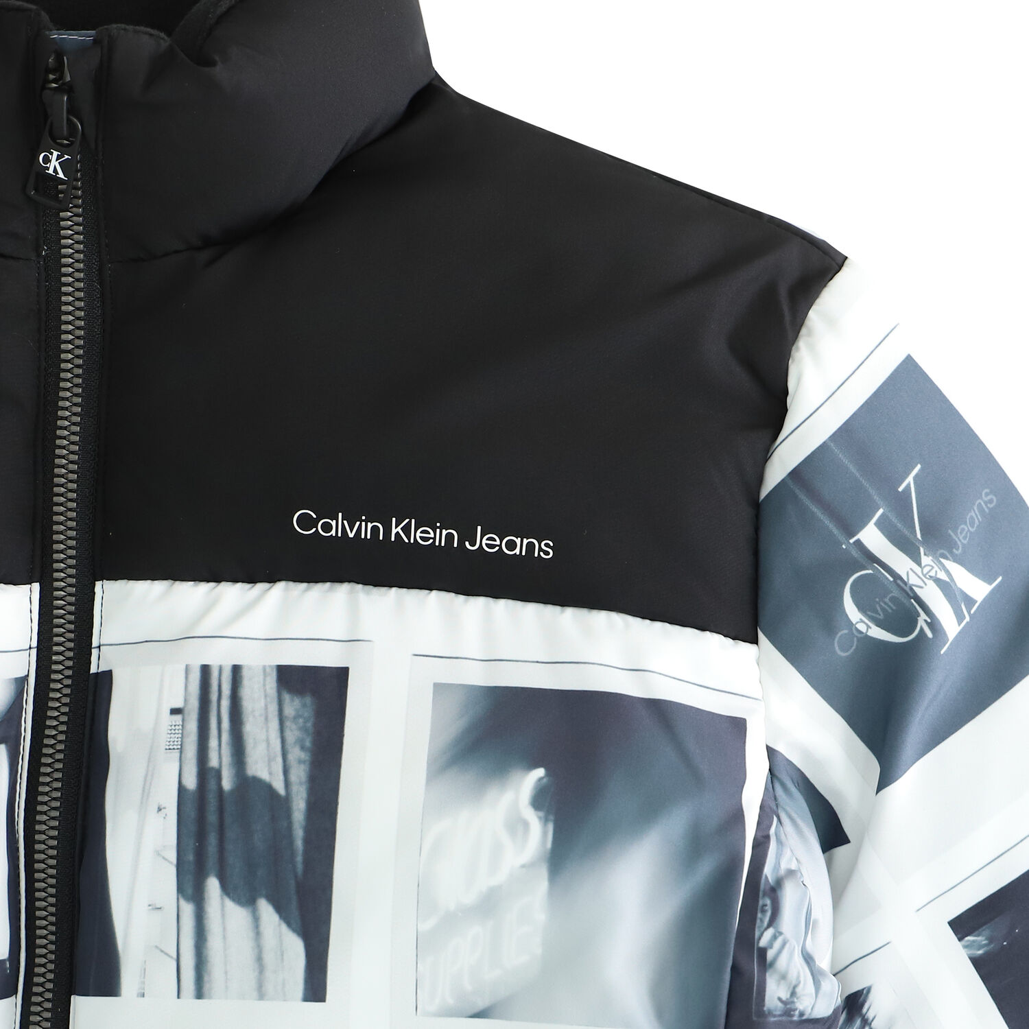 جاكيت مبطن بالشعار باللون الأبيض والأسود للأولاد, 1, hi-res image number null