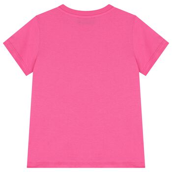 Girls Pink Teddy Bear Logo T-Shirt