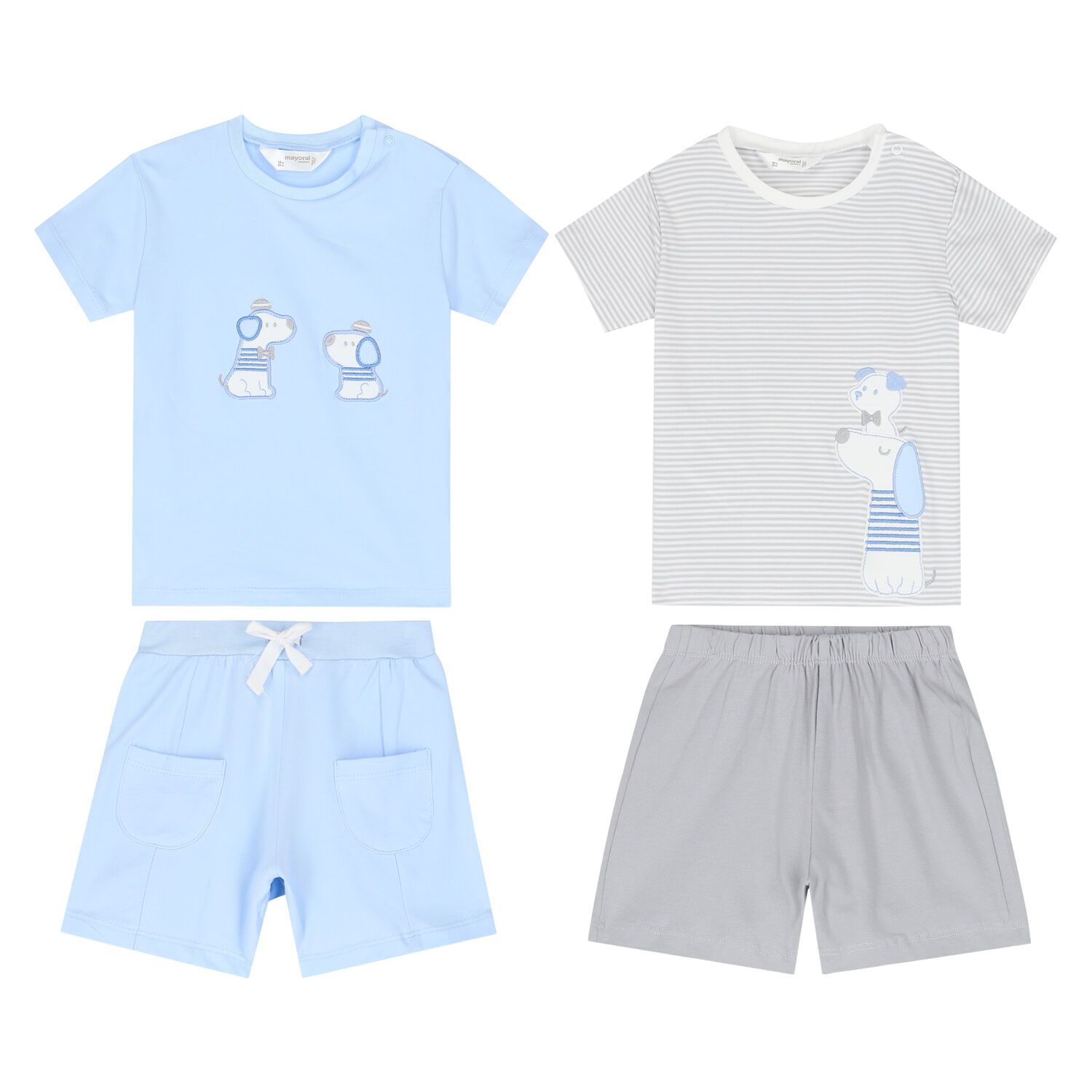 Baby Boys White & Blue Shorts Set (4 Pack), 2, hi-res