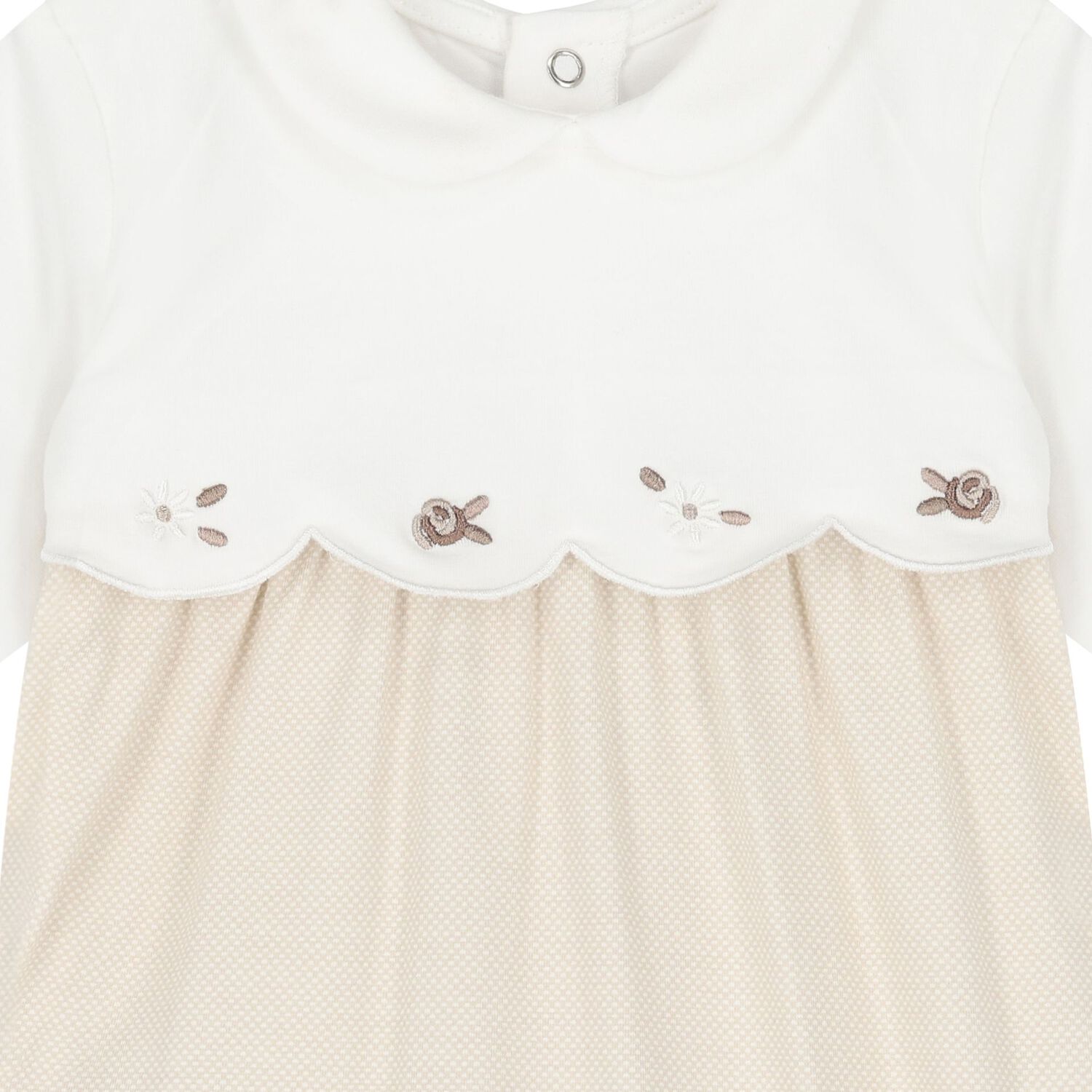 Baby Girls White & Beige Babygrows ( 2-Pack ), 3, hi-res