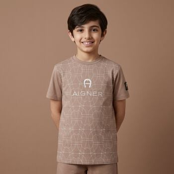 Boys Beige Logo T-Shirt