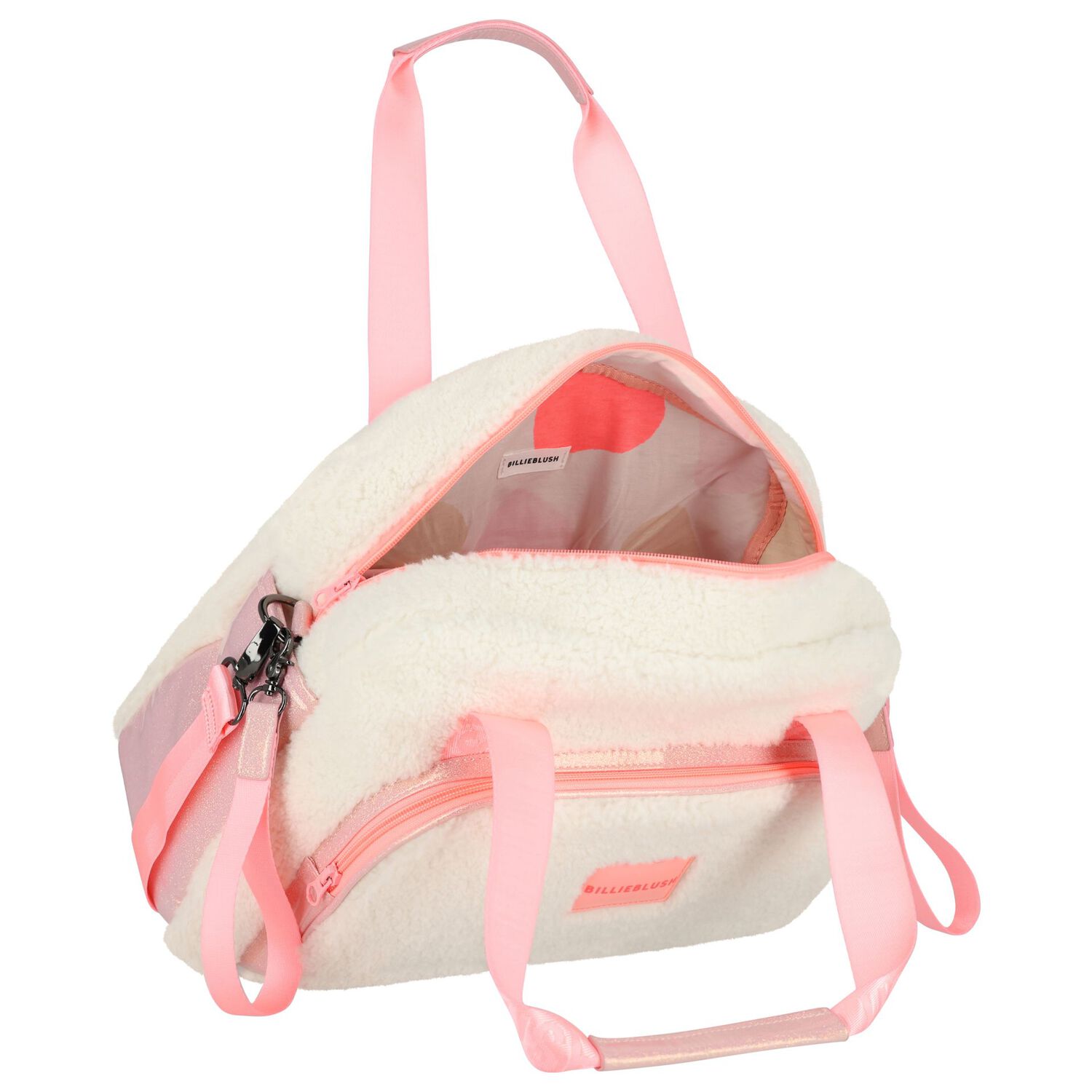 Baby Girls Ivory & Pink Sherpa Fleece Changing Bag, 1, hi-res