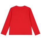 Boys Red Logo Long Sleeve Top, 2, hi-res