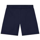 Baby Boys White & Navy Blue Logo Shorts Set, 1, hi-res
