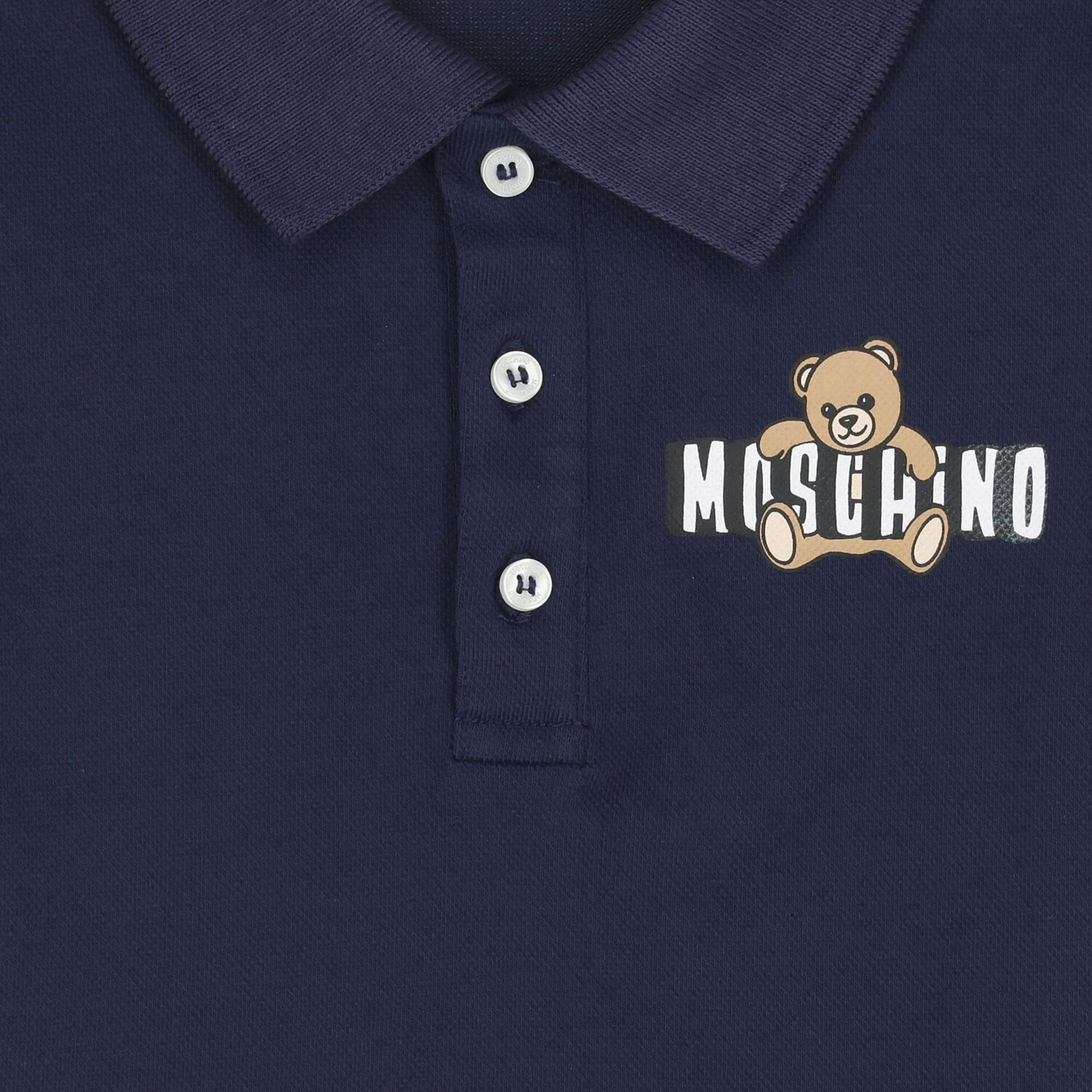 Younger Boys Navy Blue Teddy Bear Logo Polo Shirt, 2, hi-res