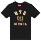 تيشيرت أولاد بالشعار باللون الأسود, 2, hi-res