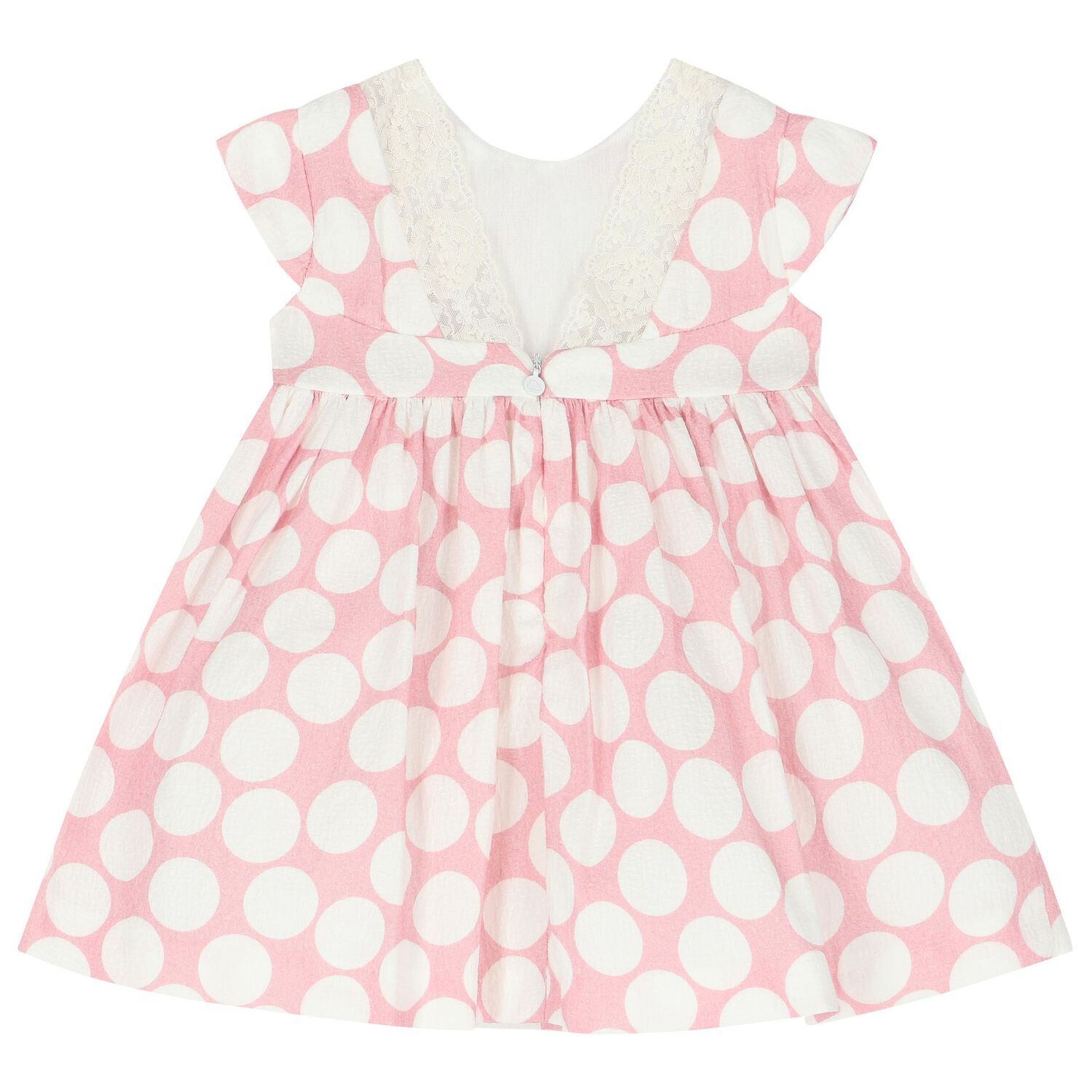 Younger Girls Pink Polka Dot Dress, 1, hi-res