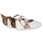 Baby Girls White & Gold Pre Walker Shoes, 1, hi-res