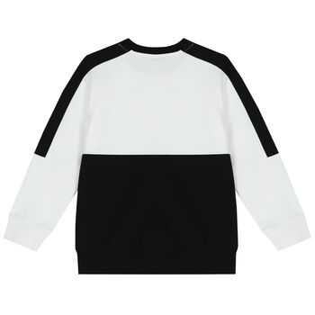 Boys White & Black Logo Sweatshirt