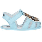 Blue Teddy Bear Logo Baby Sandals, 1, hi-res