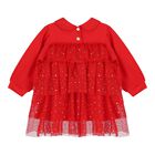 Baby Girls Red Tiered Tulle Dress, 1, hi-res