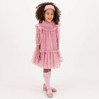 Girls Pink Star Tulle Dress, 2, hi-res