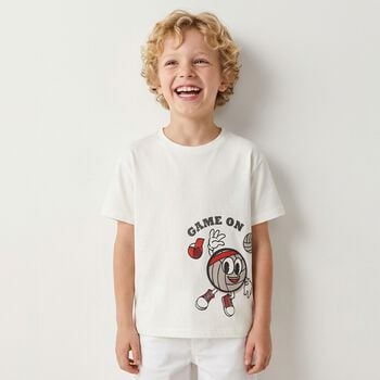 Younger Boys Ivory Football T-Shirt