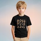 Boys Black Logo T-Shirt, 1, hi-res