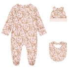 Baby Girls Pink & Gold Babygrow Gift Set (3 Piece), 2, hi-res