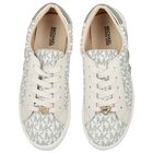 Girls Ivory & Gold Logo Hearts Trainers, 1, hi-res
