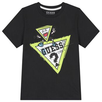 Guess Boys Black Logo T-Shirt, 1 Boys Black Logo T-Shirt