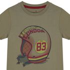 تيشيرت أولاد بالشعار باللون الأخضر, 1, hi-res