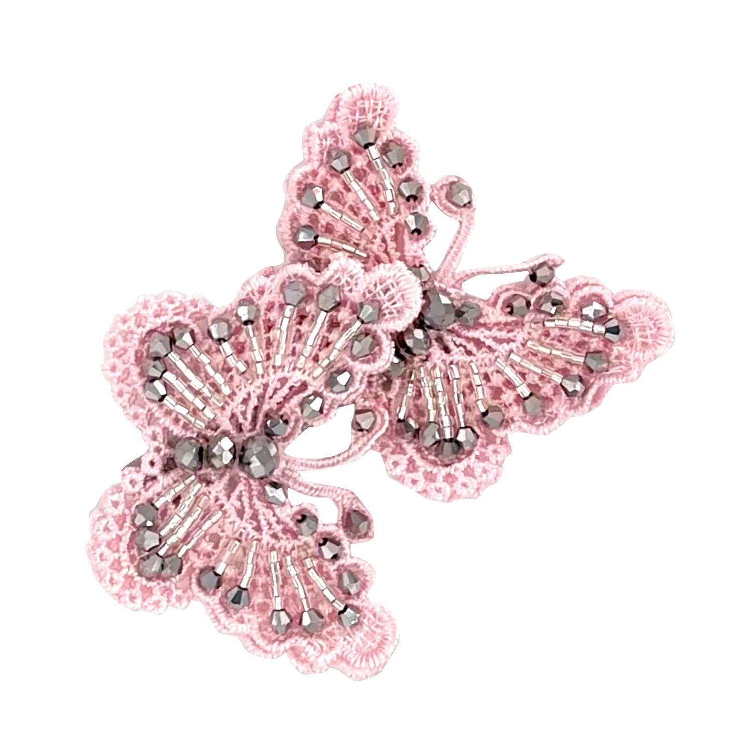 Girls Pink & Silver Embellished Butterfly Hair Clip, 4, hi-res image number null